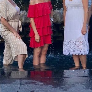 WAYF Coral Ruffle Dress